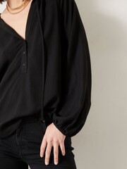 Hush Black Zadie Tie Neck Top - Image 4 of 5