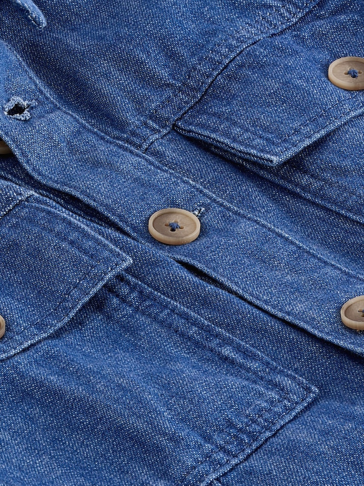 Mid Blue Lightweight Denim Wide Leg Jumpsuit - Image 6 of 6