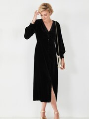 Hush Black Velvet Valeria Midi Dress - Image 1 of 5