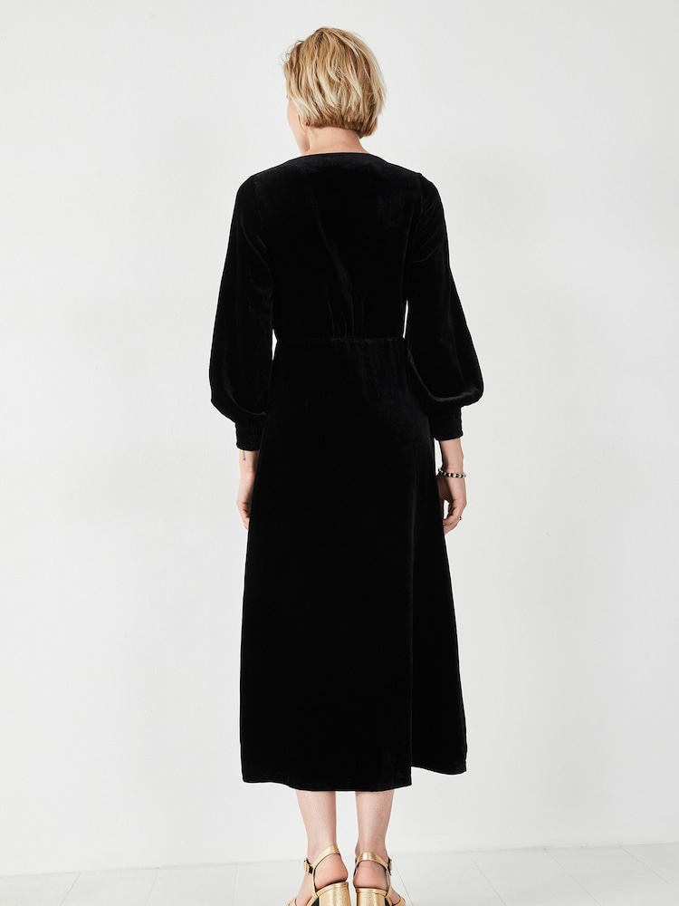 Hush Black Velvet Valeria Midi Dress - Image 2 of 5