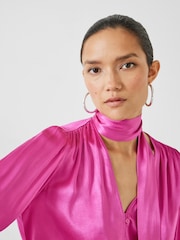 Hush Pink Priscilla Satin Tie Blouse - Image 4 of 5
