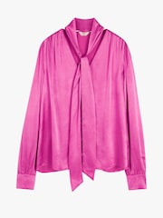 Hush Pink Priscilla Satin Tie Blouse - Image 5 of 5