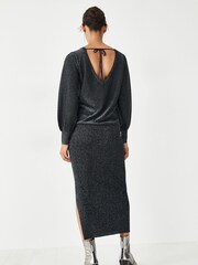Hush Metallic Metallic Ribbed Midi Skirt - Image 2 of 5