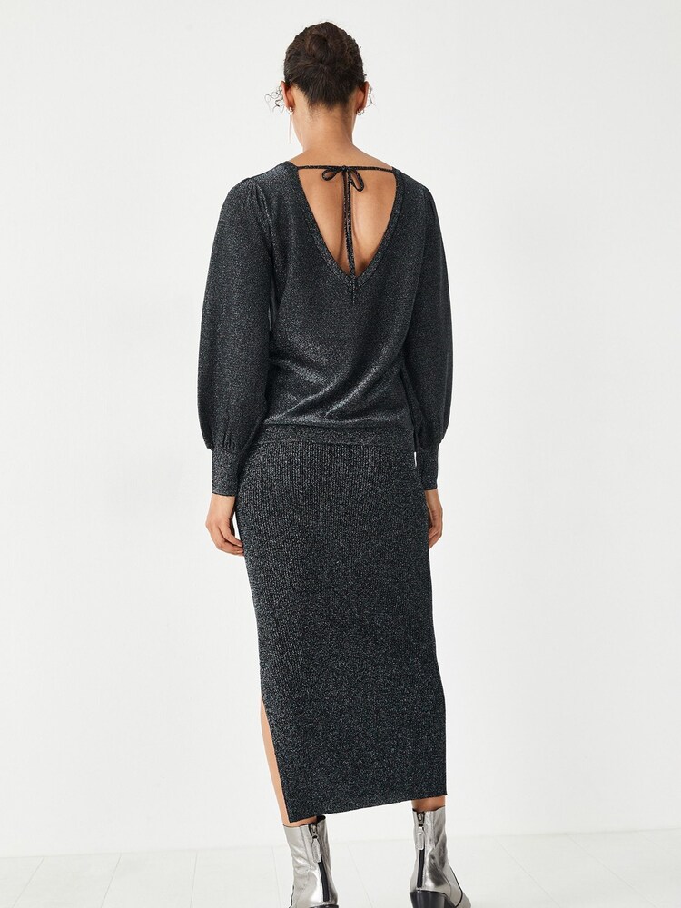 Hush Metallic Metallic Ribbed Midi Skirt - Image 2 of 5
