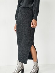 Hush Metallic Metallic Ribbed Midi Skirt - Image 3 of 5