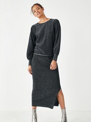 Hush Metallic Metallic Ribbed Midi Skirt - Image 4 of 5