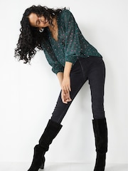 Hush Green Emilie V-Neck Blouse - Image 1 of 5