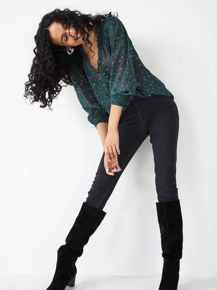 Hush Green Emilie V-Neck Blouse - Image 1 of 5