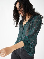 Hush Green Emilie V-Neck Blouse - Image 4 of 5