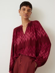 Hush Red Amelie Tie Neck Blouse - Image 1 of 5
