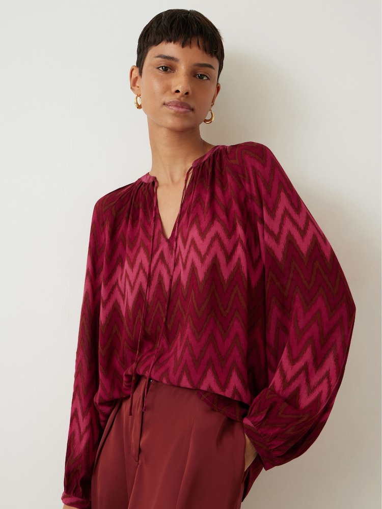 Hush Red Amelie Tie Neck Blouse - Image 1 of 5