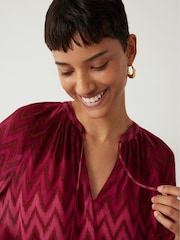 Hush Red Amelie Tie Neck Blouse - Image 4 of 5