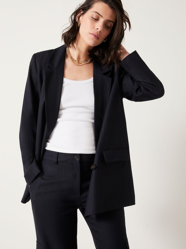 Hush Blue Double Breasted Pinstripe Blazer - Image 1 of 4
