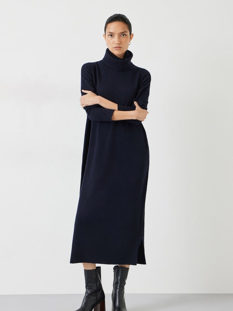 Hush Blue Roll Neck Knitted Dress - Image 1 of 5