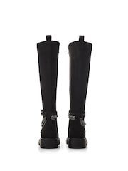 Moda in Pelle Litzy Black Chunky Long Boots With Chain Trim - Image 4 of 5