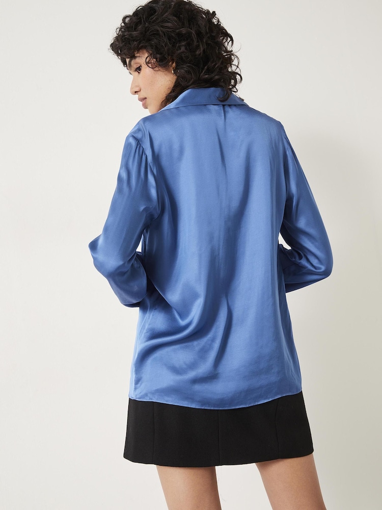 Hush Blue Nadia V-Neck Satin  Blouse - Image 2 of 5