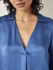 Hush Blue Nadia V-Neck Satin  Blouse - Image 4 of 5
