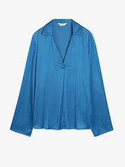 Hush Blue Nadia V-Neck Satin  Blouse - Image 5 of 5