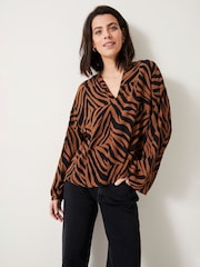 Hush Brown Lauren Notch Neck Top - Image 1 of 5