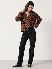 Hush Brown Lauren Notch Neck Top - Image 3 of 5