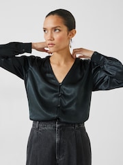 Hush Black Priscilla Satin Tie Blouse - Image 1 of 5