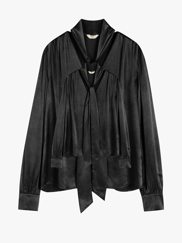 Schwarz - Hush Priscilla Satin Bluse mit Bindedetail - Bild 5 von 5 Schwarz - Hush Priscilla Satin Bluse mit Bindedetail - Bild 5 von 5