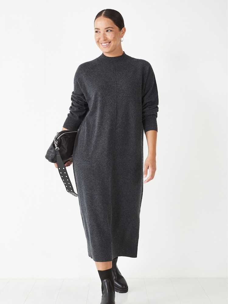 Hush Grey Kara Seam Detail Knitted Dress - Image 1 of 5