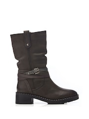 Moda In Pelle Beckette Multi Buckle Mid Height Cleated Ankle Boots - Image 1 of 4