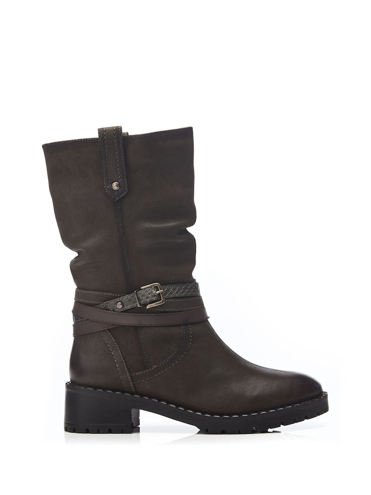 Grün - Moda In Pelle Beckette Halbhohe Stiefeletten mit Stollen und mehreren Schnallen - Bild 1 von 4 Grün - Moda In Pelle Beckette Halbhohe Stiefeletten mit Stollen und mehreren Schnallen - Bild 1 von 4