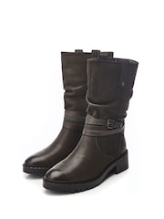Moda In Pelle Beckette Multi Buckle Mid Height Cleated Ankle Boots - Image 2 of 4