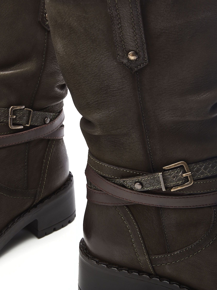 Grün - Moda In Pelle Beckette Halbhohe Stiefeletten mit Stollen und mehreren Schnallen - Bild 4 von 4 Grün - Moda In Pelle Beckette Halbhohe Stiefeletten mit Stollen und mehreren Schnallen - Bild 4 von 4