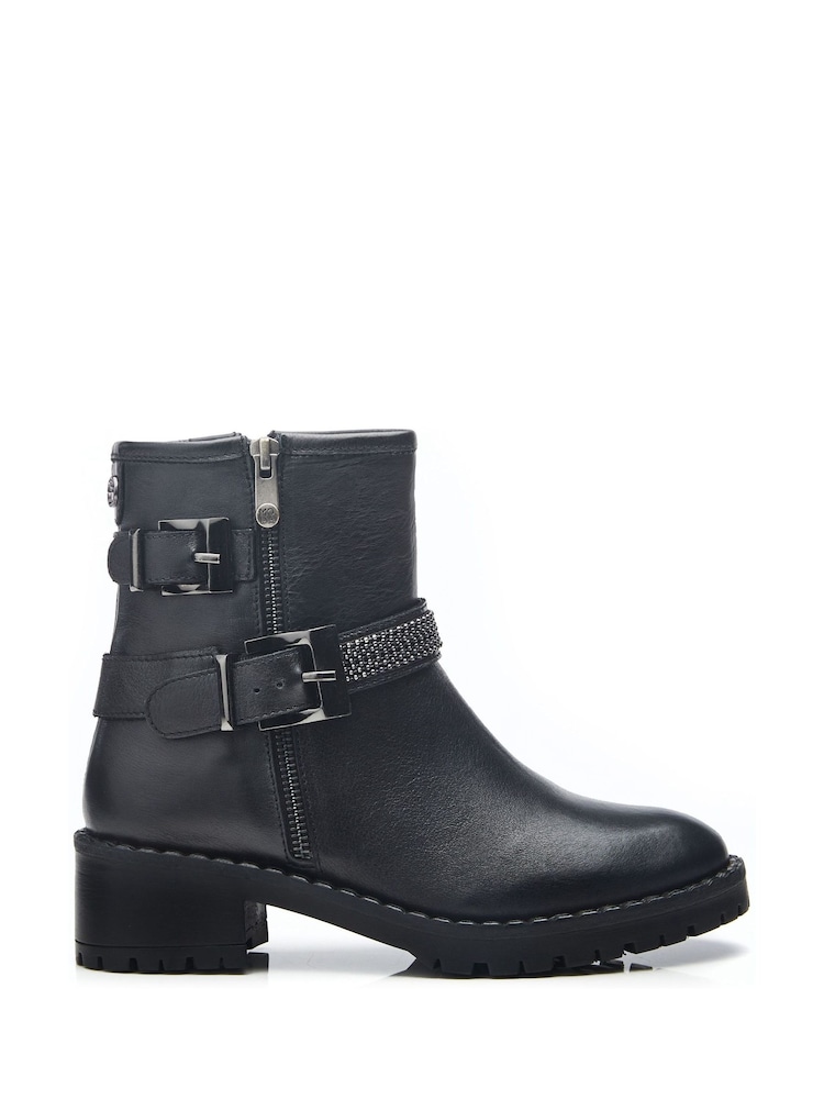 Moda In Pelle Cataner Two Buckle Strap Biker Boots - Image 1 of 4