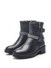 Moda In Pelle Cataner Two Buckle Strap Biker Boots - Image 2 of 4