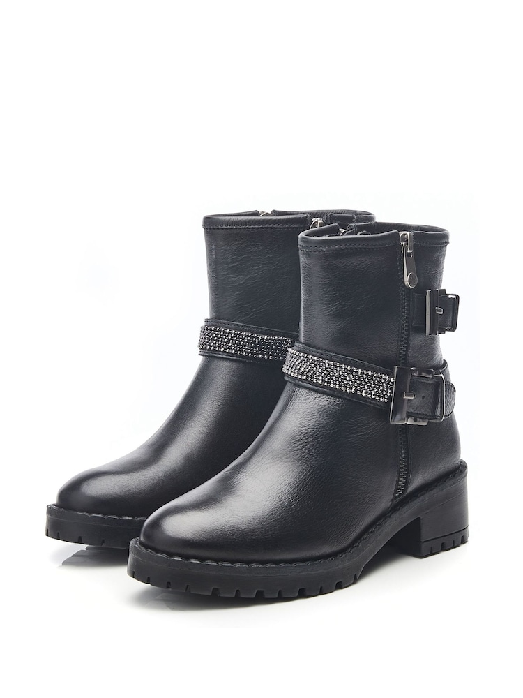 Moda In Pelle Cataner Two Buckle Strap Biker Boots - Image 2 of 4