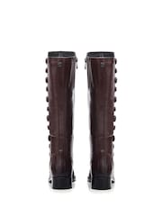 Moda in Pelle Red Irenne Long Covered Button Cleated Boots - Image 3 of 4
