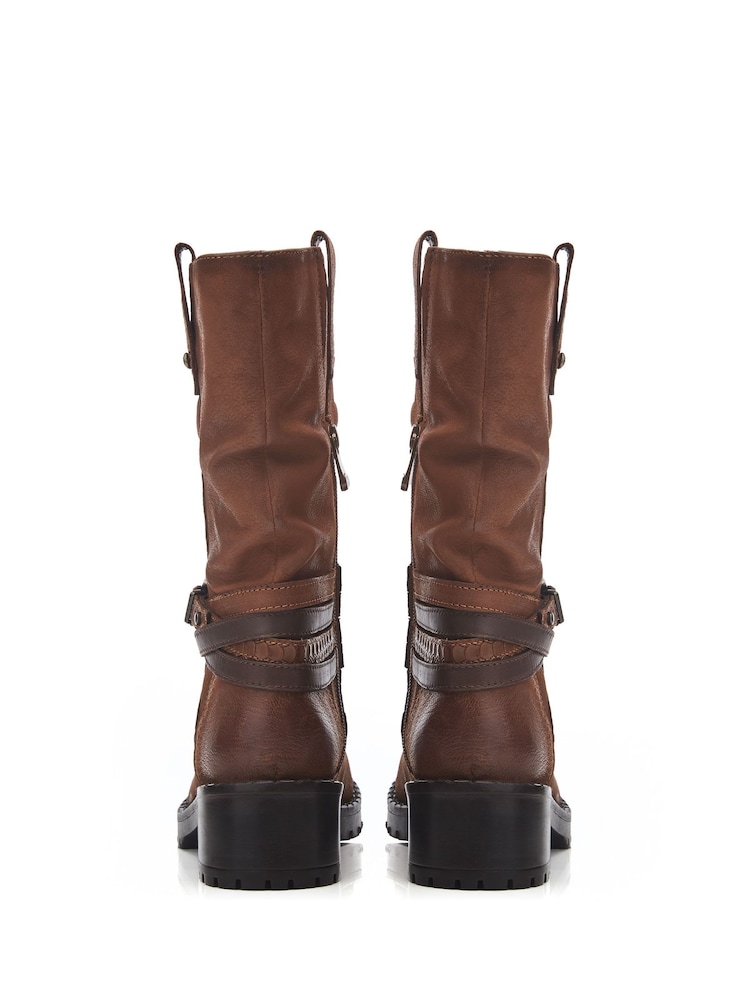 Moda In Pelle Beckette Multi Buckle Mid Height Cleated Ankle Boots - Image 3 of 4