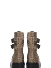 Moda in Pelle Zori Gold Chunky Lace-Up Glitzy Boots With Double Strap - Image 3 of 5