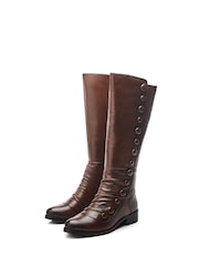 Moda In Pelle Irenne Long Covered Button Cleated Boots - Image 2 of 4