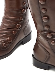 Moda In Pelle Irenne Long Covered Button Cleated Boots - Image 4 of 4