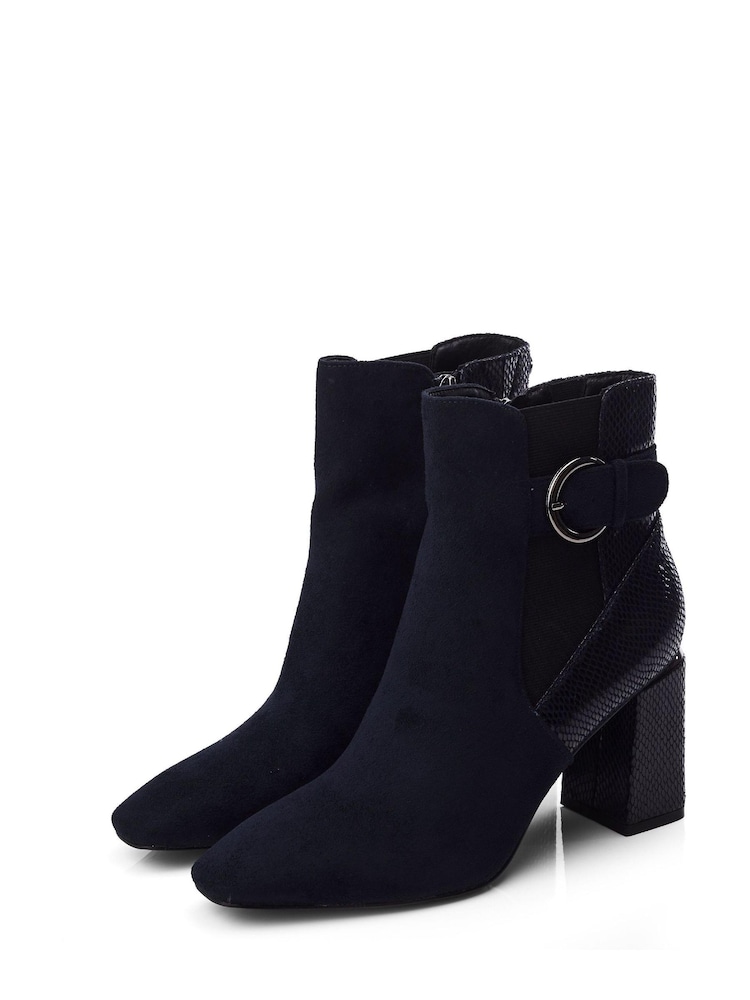Moda in Pelle Kailee Blue Square Toe Feature Back Ankle Boots - Image 2 of 4
