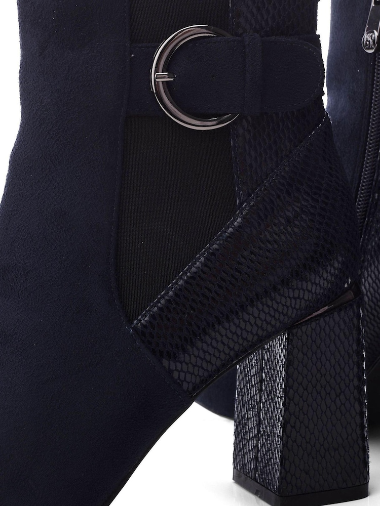 Moda in Pelle Kailee Blue Square Toe Feature Back Ankle Boots - Image 4 of 4