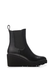 Moda in Pelle Alyce Mid Wedges Cleated Chelsea Black Boots - Image 1 of 4