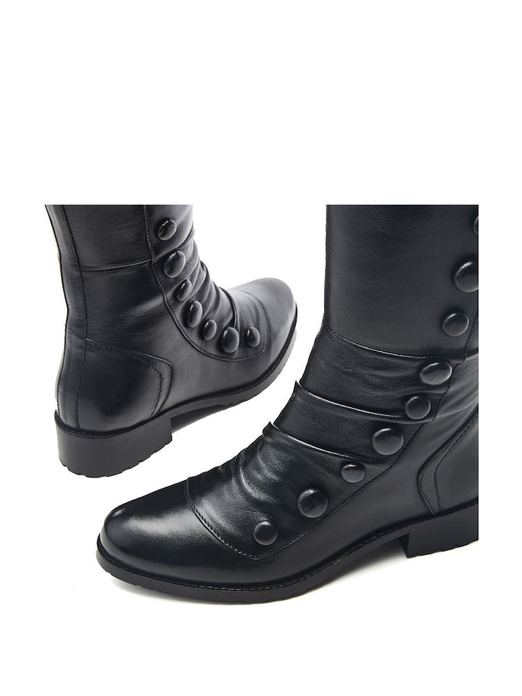 Moda In Pelle Irenne Long Covered Button Cleated Boots - Image 4 of 4