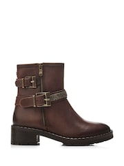 Moda In Pelle Cataner Two Buckle Strap Biker Boots - Image 1 of 4