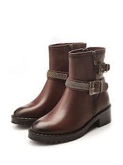 Moda In Pelle Cataner Two Buckle Strap Biker Boots - Image 2 of 4