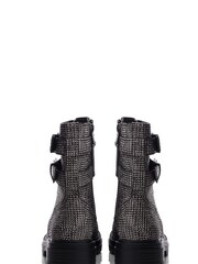 Moda in Pelle Zori Grey Chunky Lace-Up Glitzy Boots With Double Strap - Image 3 of 4