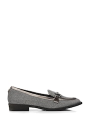 Moda in Pelle Grey Franzie Snaffle Trim Slippers Cut Loafers - Image 1 of 4