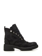 Moda in Pelle Aleyza Black Full Glitz Lace-Up Ankle Boots - Image 1 of 4
