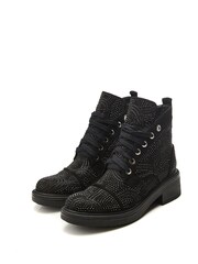 Moda in Pelle Aleyza Black Full Glitz Lace-Up Ankle Boots - Image 2 of 4