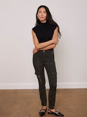 Mint Velvet Khaki Clean Cargo Jeans - Image 4 of 8